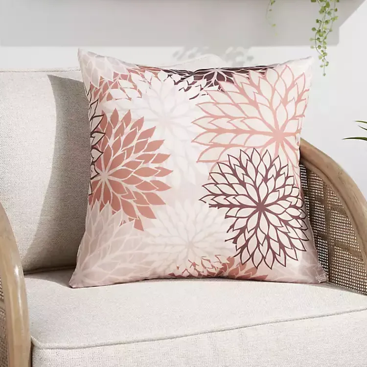 Outdoor Cushions & Pillows-Kirklands Home Floral Chevron Outdoor Throw Pillow Pink