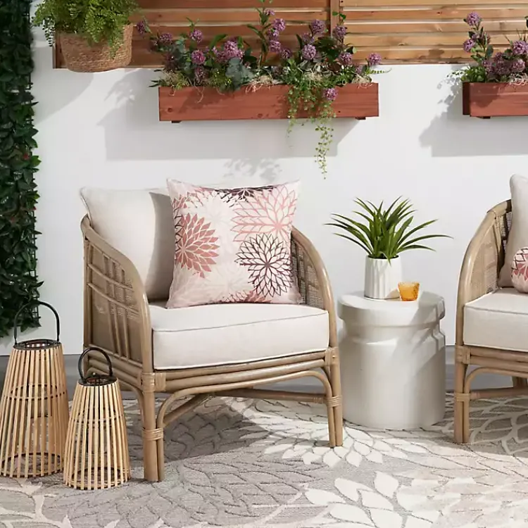 Outdoor Cushions & Pillows-Kirklands Home Floral Chevron Outdoor Throw Pillow Pink