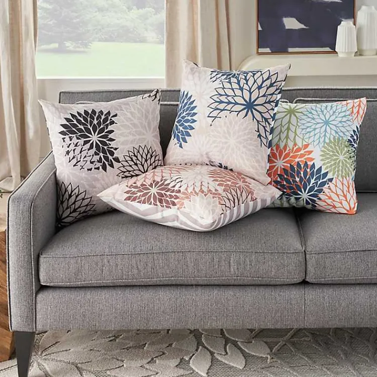 Outdoor Cushions & Pillows-Kirklands Home Floral Chevron Outdoor Throw Pillow Pink