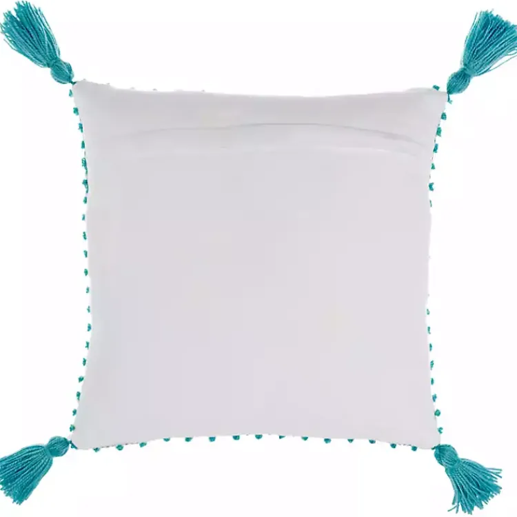 Outdoor Cushions & Pillows-Kirklands Home Turquoise Knotted Tassel Outdoor Throw Pillow Blue