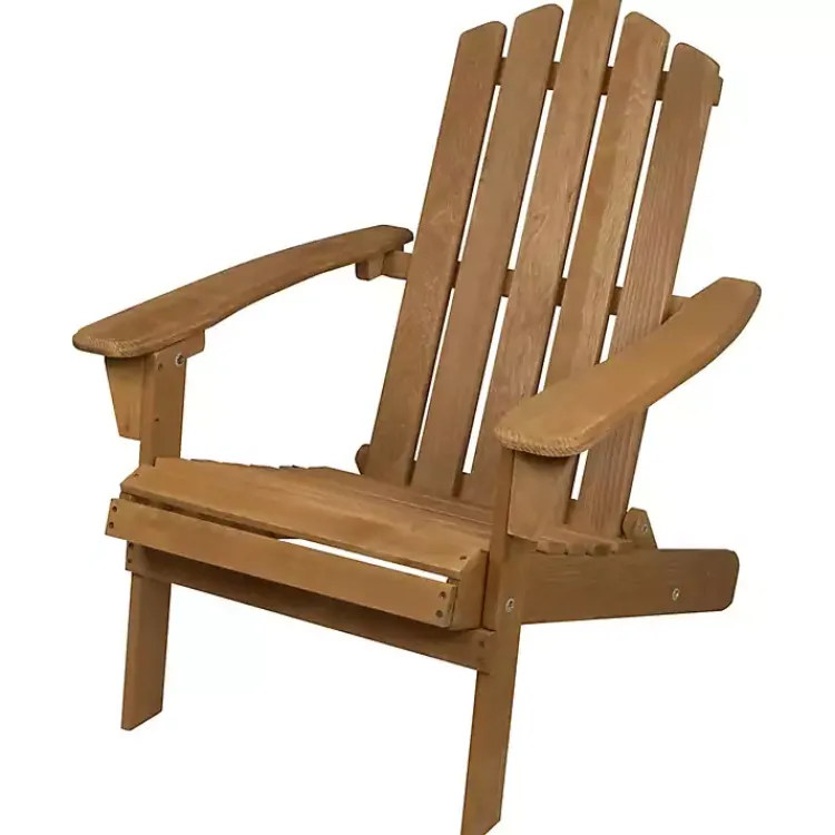 Outdoor Seating-Kirklands Home Natural Folding Outdoor Adirondack Chair Tan