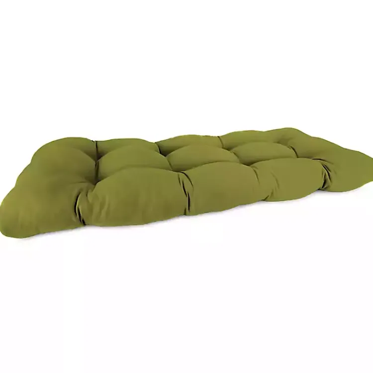 Outdoor Cushions & Pillows-Kirklands Home French Edge Outdoor Wicker Settee Cushion Green