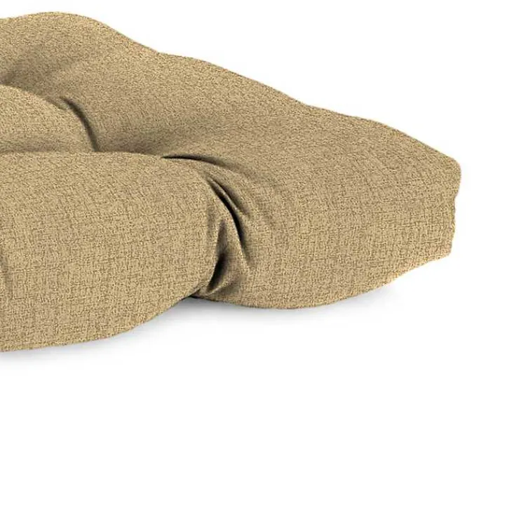 Outdoor Cushions & Pillows-Kirklands Home Beige French Edge Outdoor Wicker Settee Cushion Tan
