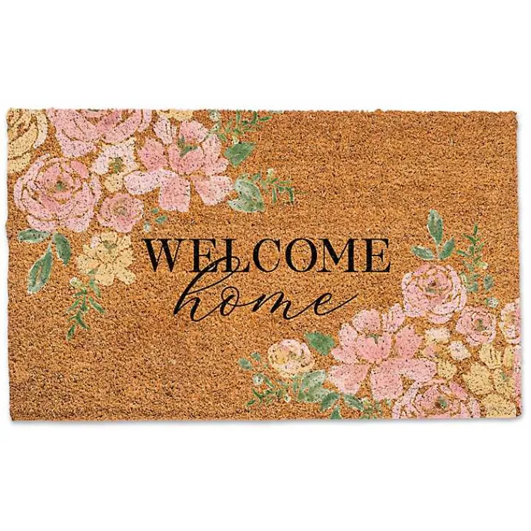 Doormats-Kirklands Home Welcome Home Pink Floral Doormat