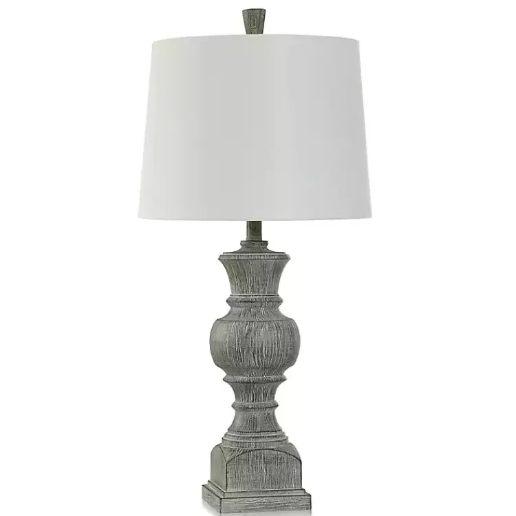 Table Lamps-Kirklands Home Smokey Slate Gray Baluster Grain Table Lamp White
