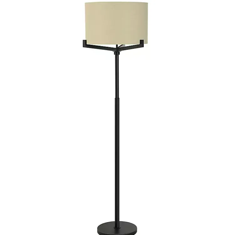 Floor Lamps-Kirklands Home Black Metal Tri-Arm Floor Lamp Tan