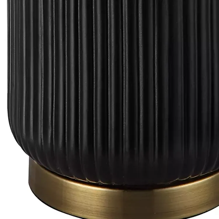 Table Lamps-Kirklands Home Black Ceramic Ribbed Table Lamp White