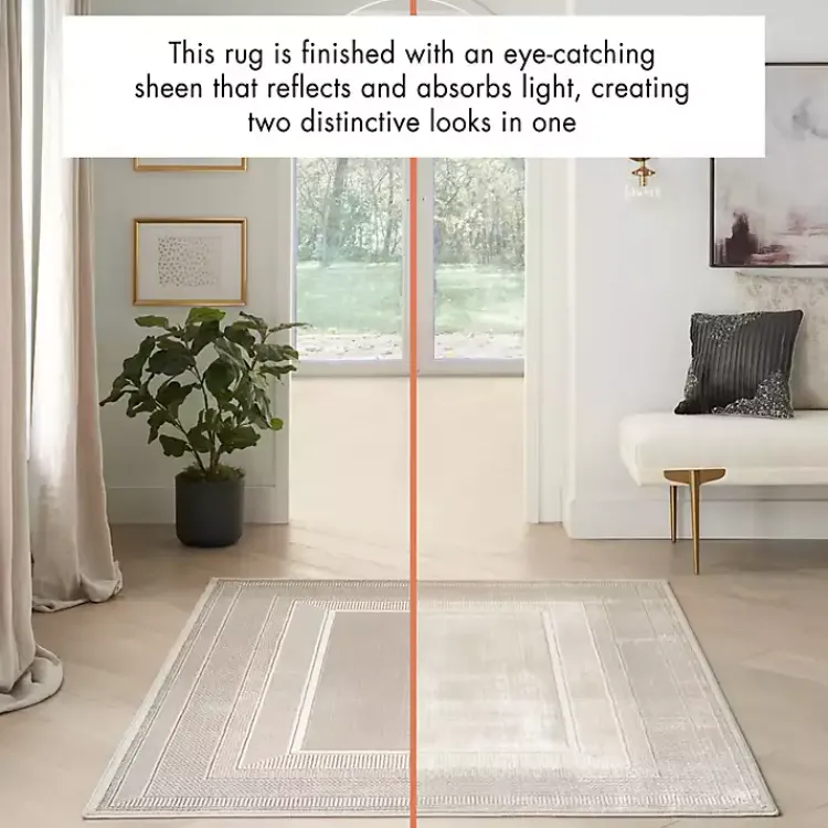 Area Rugs-Kirklands Home Ivory and Gold Modern Glam Area Rug, 7x9