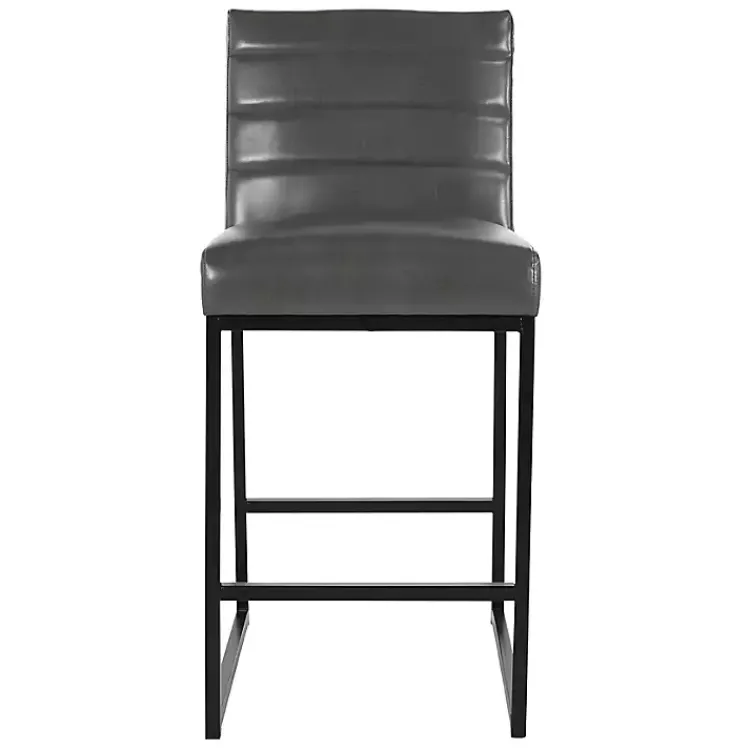 Bar Stools & Counter Height Stools-Kirklands Home Faux Leather Armless Counter Stool Gray