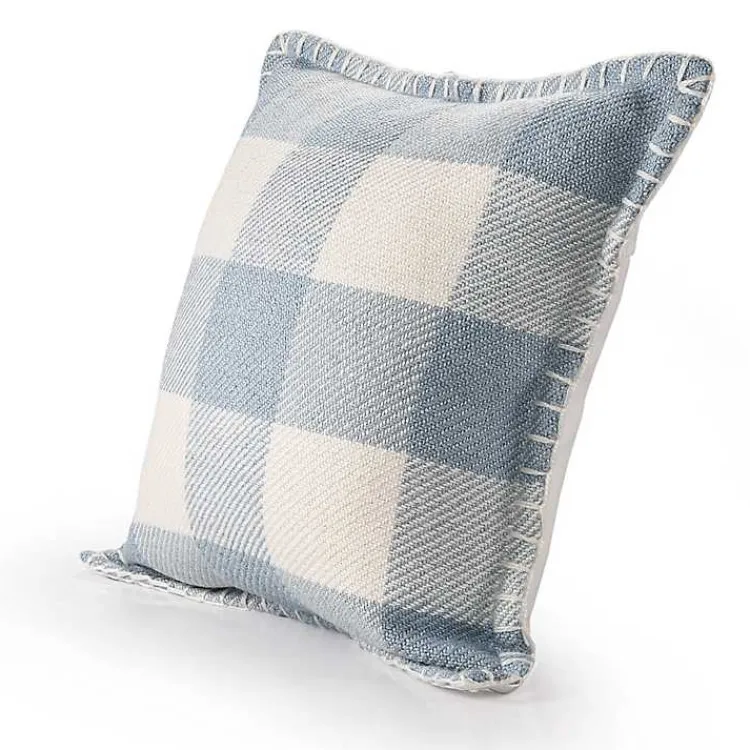 Outdoor Cushions & Pillows-Kirklands Home Blue Buffalo Check Stitched Outdoor Throw Pillow