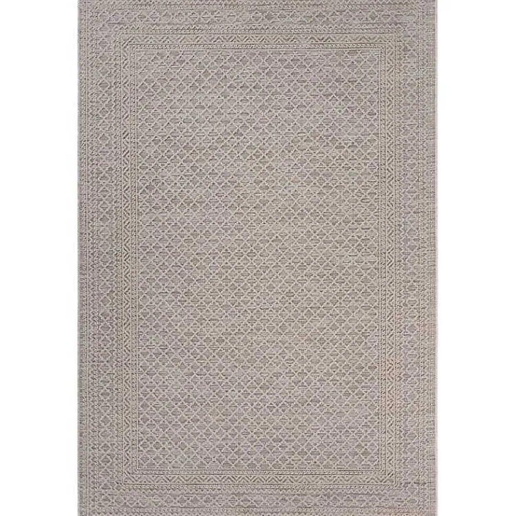 Outdoor Rugs-Kirklands Home Neutral Bordered Lattice Outdoor Area Rug, 5x7 Gray