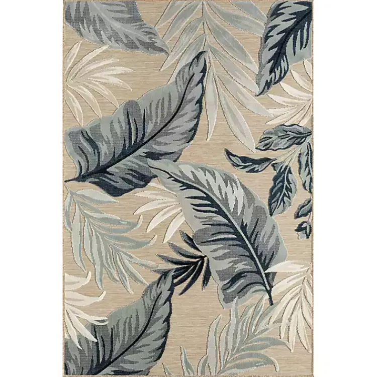 Outdoor Rugs-Kirklands Home Large Print Tropical Leaf Outdoor Area Rug, 7x9