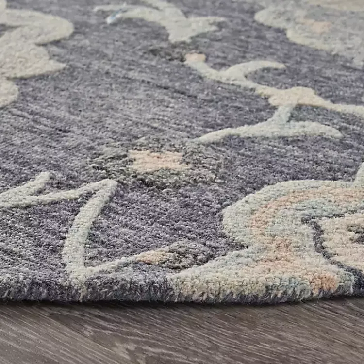 Area Rugs-Kirklands Home Round Geometric Floral Area Rug, 4x4 Blue