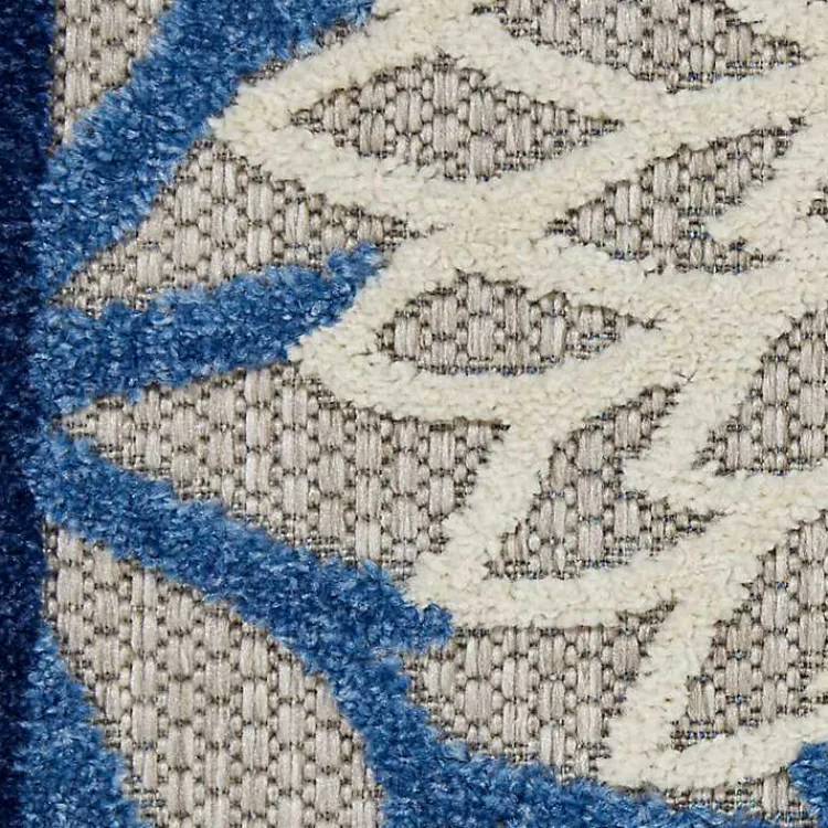 Outdoor Rugs-Kirklands Home Blue Floral Burst Outdoor Area Rug, 6x9