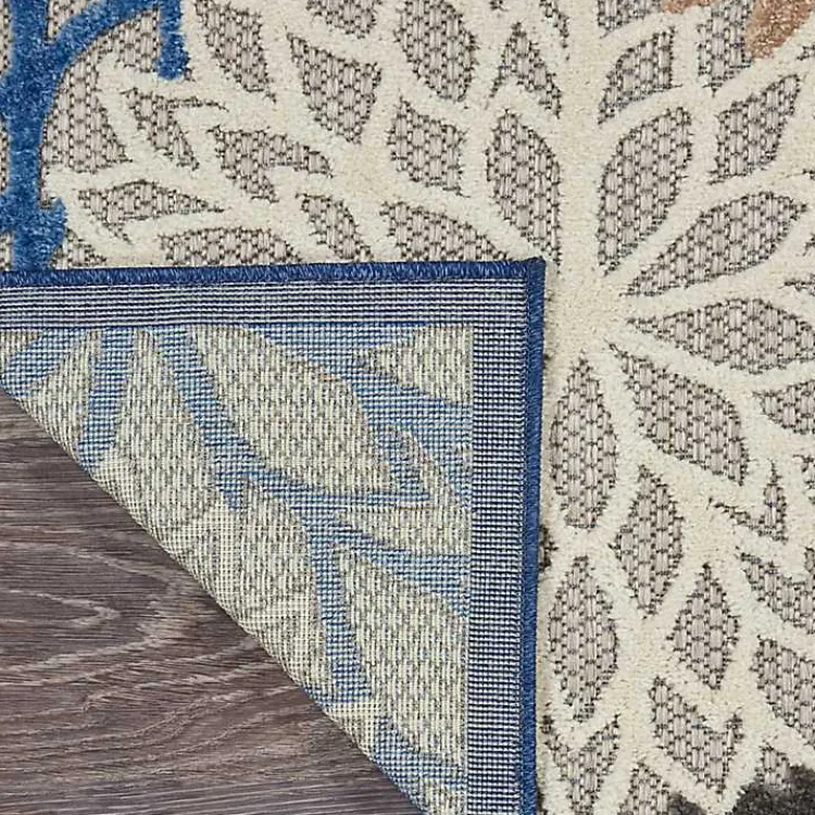 Outdoor Rugs-Kirklands Home Blue Floral Burst Outdoor Area Rug, 6x9