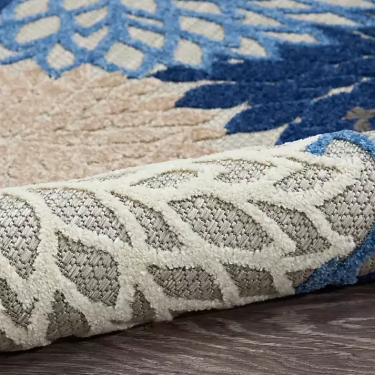 Outdoor Rugs-Kirklands Home Blue Floral Burst Outdoor Area Rug, 6x9