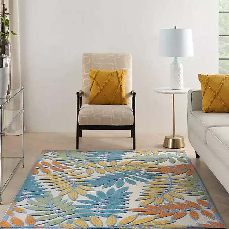 Outdoor Rugs-Kirklands Home color Botanical Outdoor Area Rug, 6x9 Multi