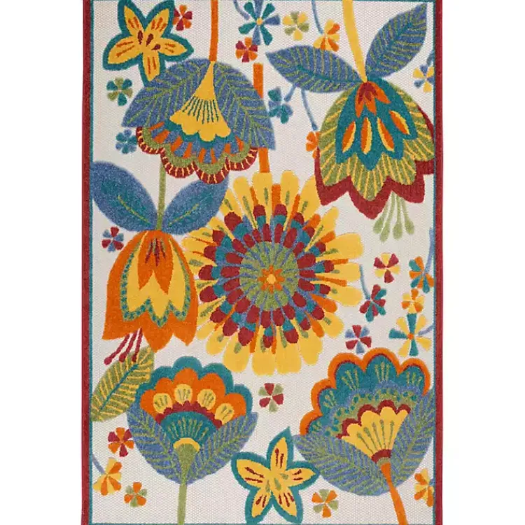 Outdoor Rugs-Kirklands Home Whimsical Flowers Outdoor Area Rug, 6x9 Multi