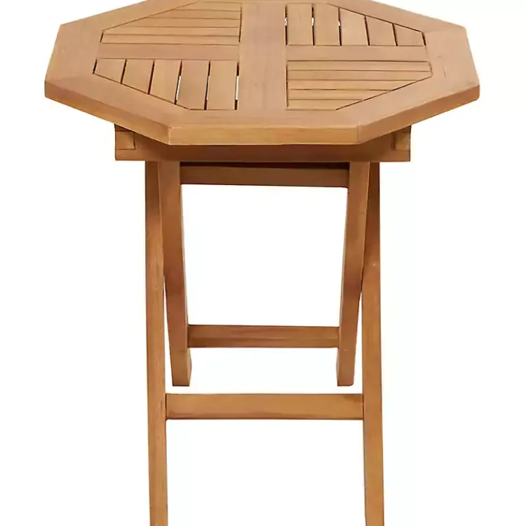 Outdoor Tables-Kirklands Home Octagonal Wood Slatted Outdoor Accent Table Brown