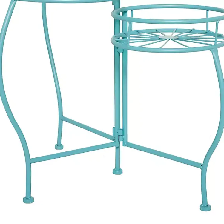 Planters-Kirklands Home Turquoise Metal Starburst 3-Tier Plant Stand Blue