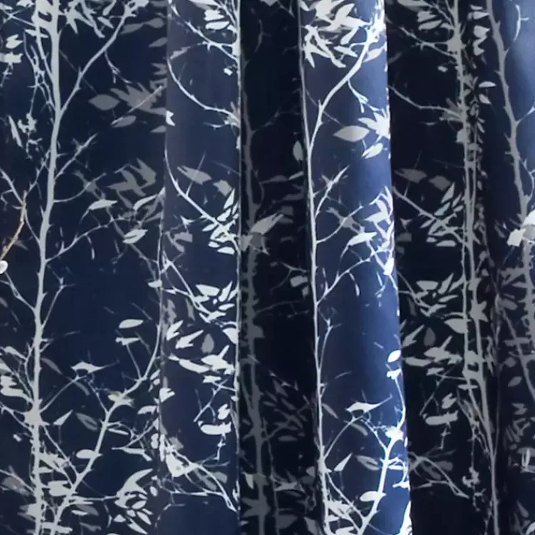 Curtains & Drapes-Kirklands Home Navy Forest Curtain Panel Set, 95 in. Blue