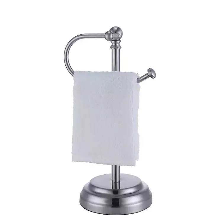 Bathroom Accessories-Kirklands Home Hook Countertop Towel Holder Silver