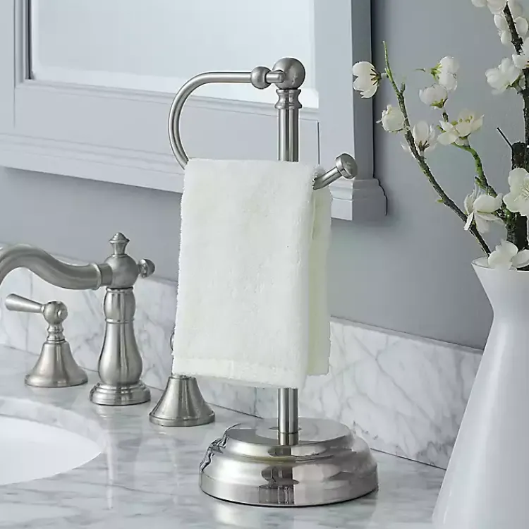 Bathroom Accessories-Kirklands Home Hook Countertop Towel Holder Silver