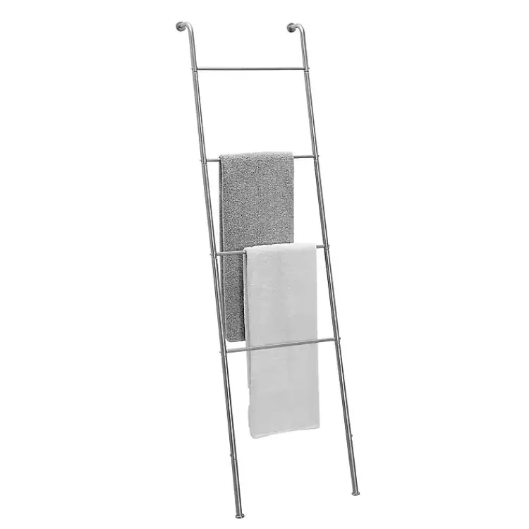 Bathroom Accessories-Kirklands Home Steel 4-Bar Leaning Towel Ladder Silver