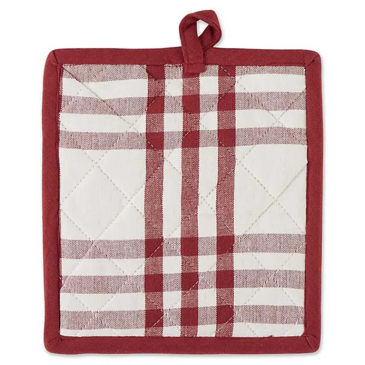 Kitchen Accessories-Kirklands Home Red Plaid Eat Drink Enjoy 4-pc. Dish Towel Set