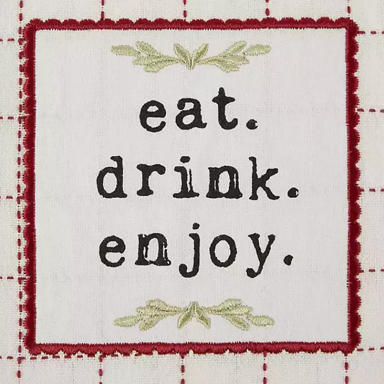 Kitchen Accessories-Kirklands Home Red Plaid Eat Drink Enjoy 4-pc. Dish Towel Set