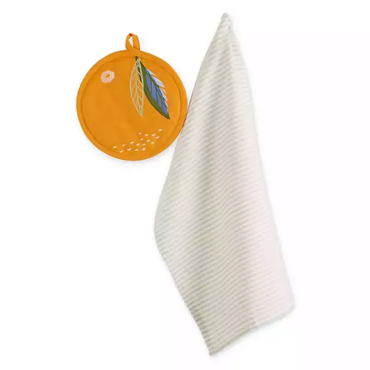 Kitchen Accessories-Kirklands Home Orange 2-pc. Kitchen Towel and Pot Holder Set