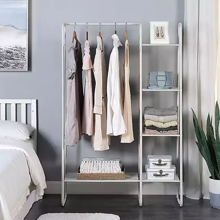 Armoires-Kirklands Home Metal 4-Tier Shelf Clothing Rack White