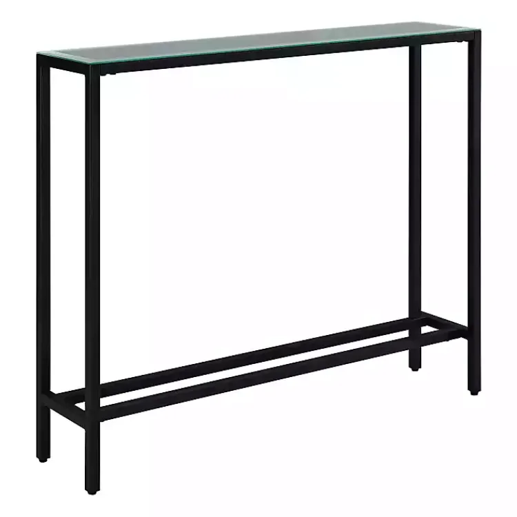 Console Tables-Kirklands Home Metal Mirrored Top Slim Console Table Black