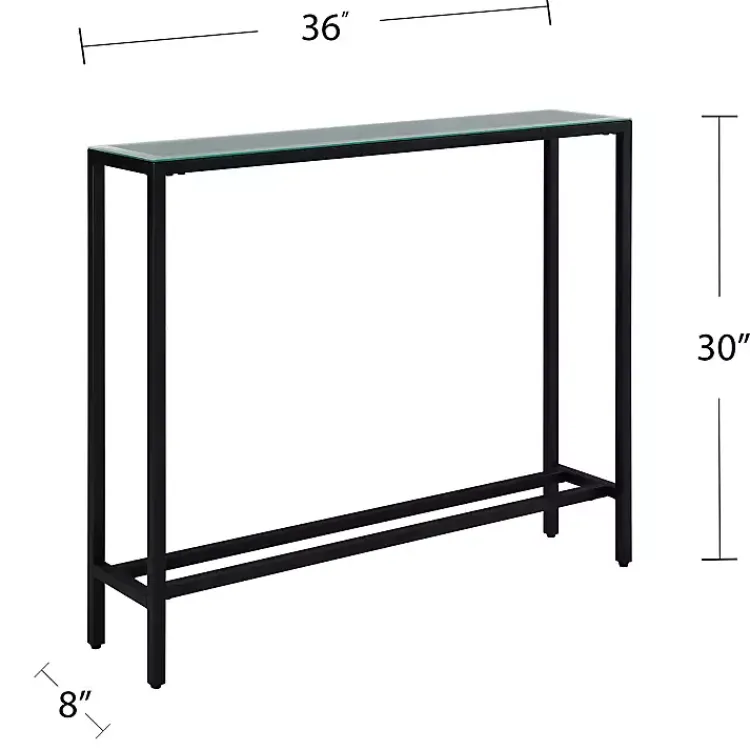 Console Tables-Kirklands Home Metal Mirrored Top Slim Console Table Black