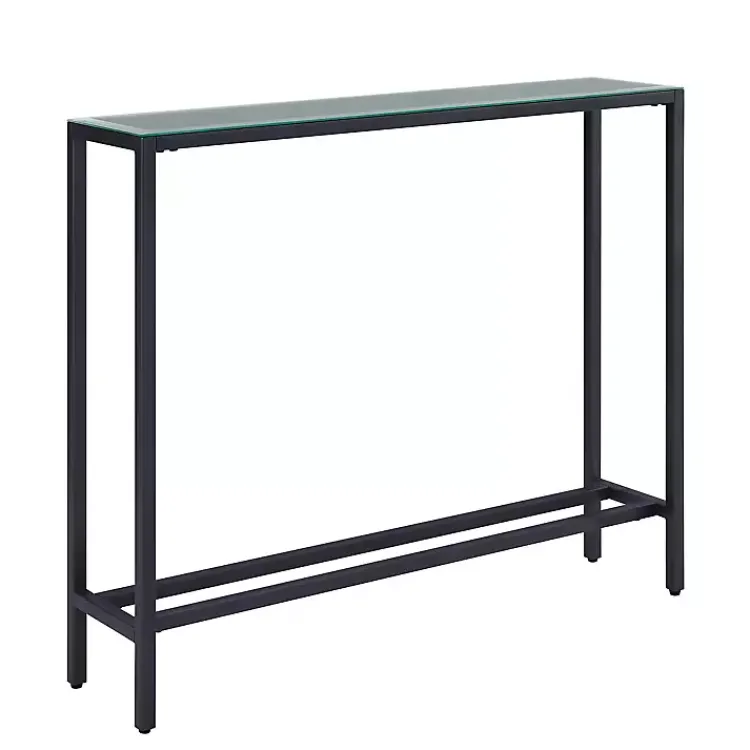 Console Tables-Kirklands Home Metal Mirrored Top Slim Console Table Gray