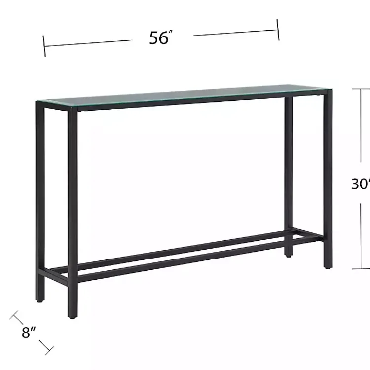 Console Tables-Kirklands Home Long Metal Mirrored Top Console Table Black