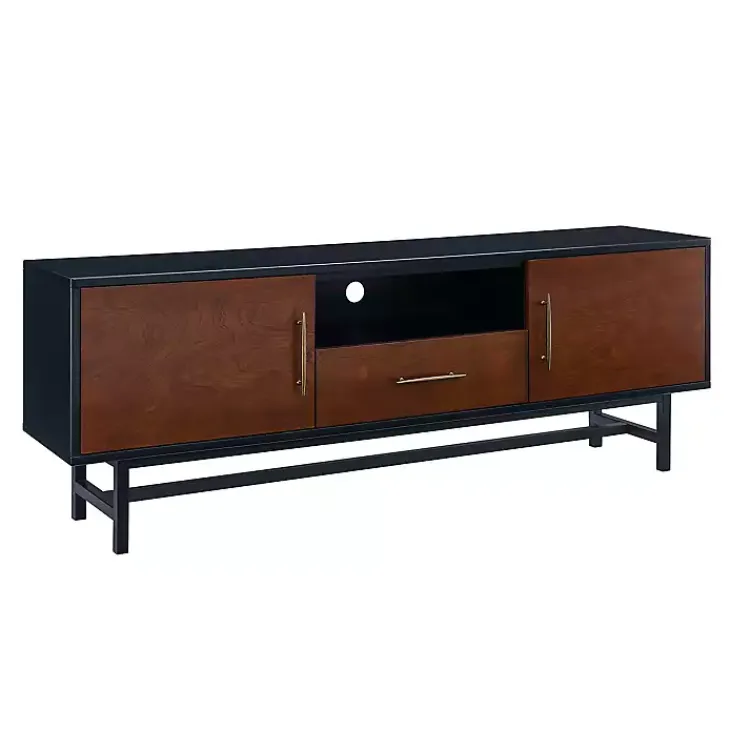 Tv Stands & Media Consoles-Kirklands Home Black and Wood 2-Door Media Cabinet Brown