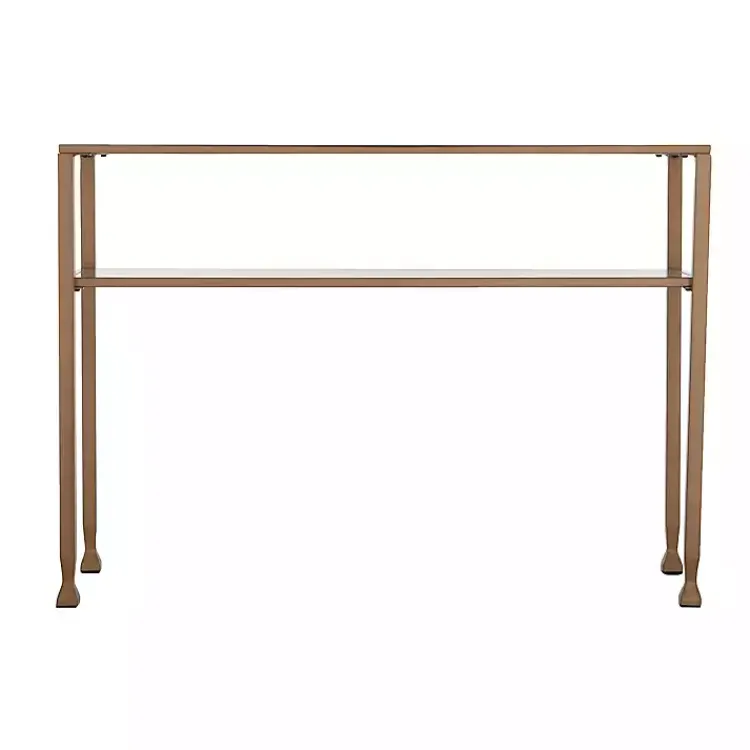Console Tables-Kirklands Home Metal and Tempered Glass Console Table Gold