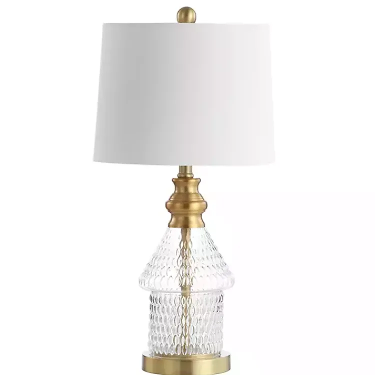 Table Lamps-Kirklands Home Gold and Clear Bubble Glass Table Lamp White
