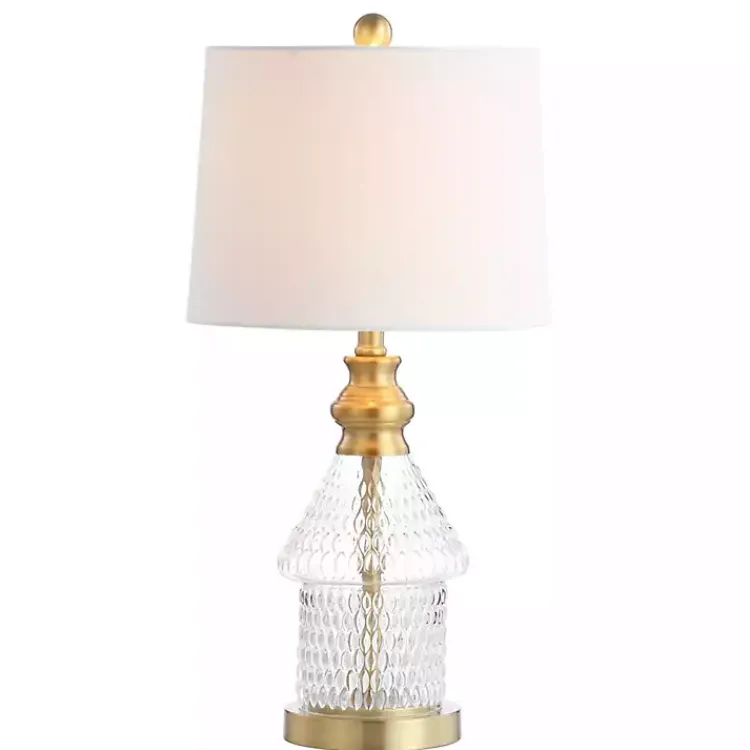 Table Lamps-Kirklands Home Gold and Clear Bubble Glass Table Lamp White