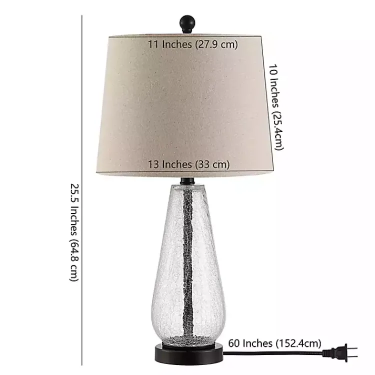 Table Lamps-Kirklands Home Clear Crackle Glass Bronze Center Table Lamp Tan