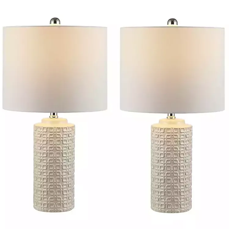 Table Lamps-Kirklands Home Ceramic Motif Table Lamps, Set of 2 Ivory