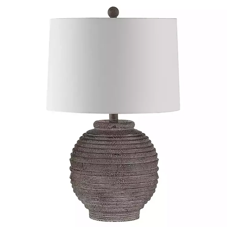 Table Lamps-Kirklands Home Distressed Charcoal Textured Resin Table Lamp White