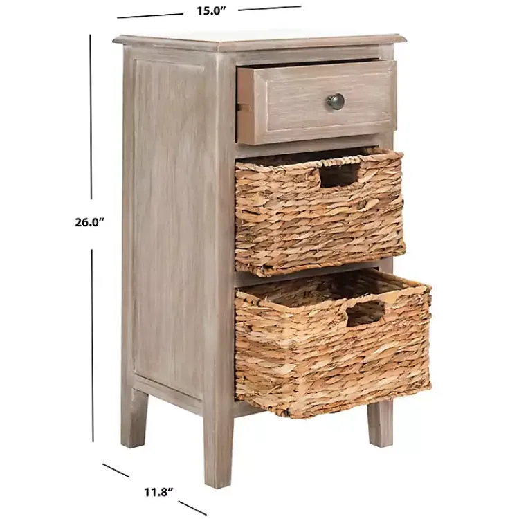 Accent & End Tables-Kirklands Home Wood Side Table with Baskets Gray