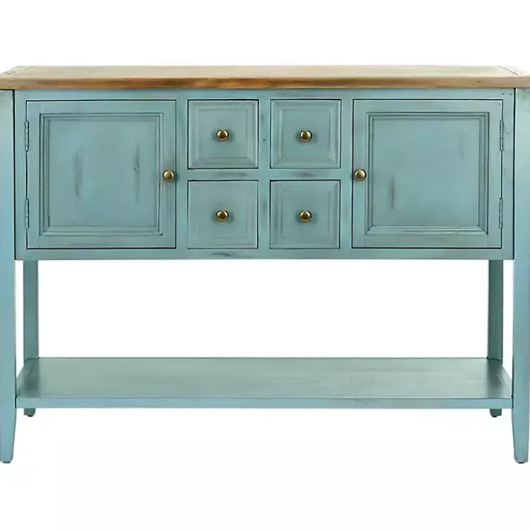 Console Tables-Kirklands Home Wood 2-Door Storage Console Table Blue