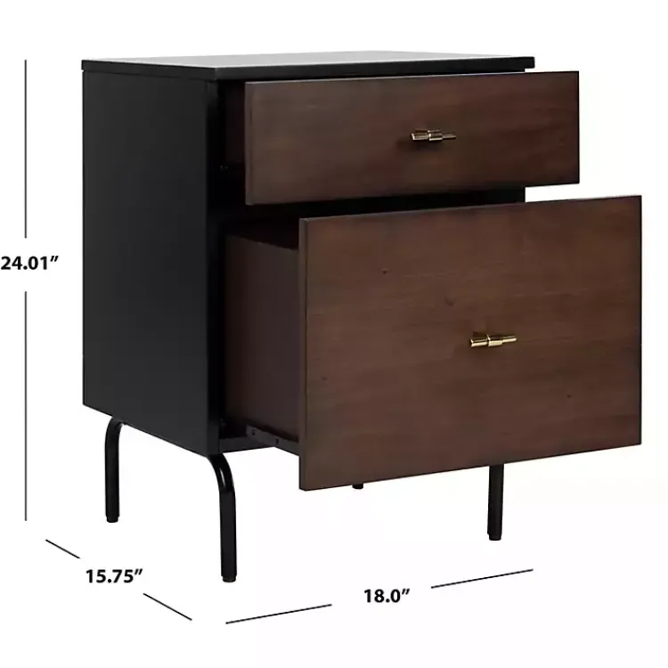 Nightstands-Kirklands Home and Black 2-Drawer Nightstand Brown
