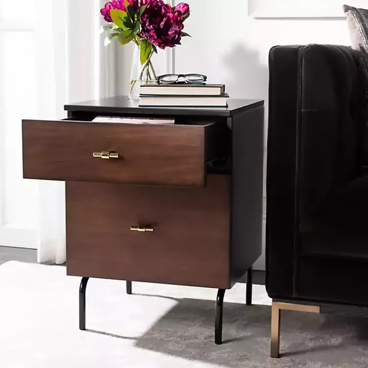 Nightstands-Kirklands Home and Black 2-Drawer Nightstand Brown