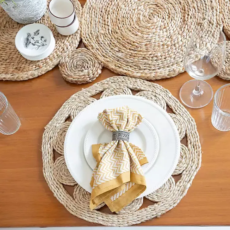 Table Linens-Kirklands Home Round Decorative Braided Jute Placemats, Set of 2 Tan