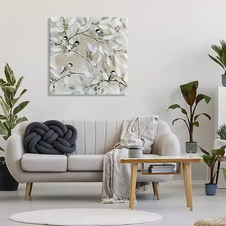 Canvas Art-Kirklands Home Chickadee Birds on Branch Canvas Art Print, 30x30