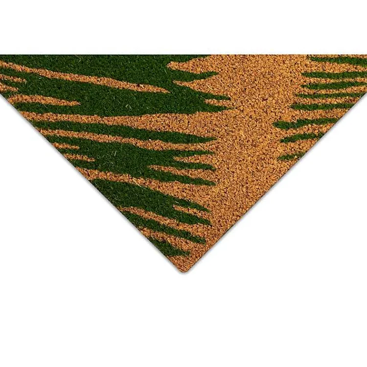 Doormats-Kirklands Home Green Palm Fronds Welcome Coir Doormat